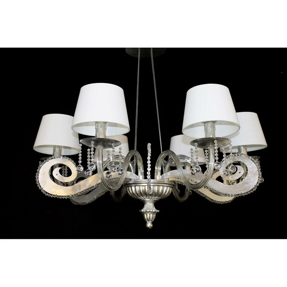 LAMPADARIO CLASSICO DESIGN FOGLIA ARGENTO CRISTALLO PARALUMI  - Immagine 1 di 1