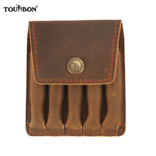 TOURBON Leather Shooting Rifle Ammo Belt Pouch Hunting Cartridge Wallet 5 Rounds