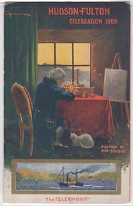 Hudson Fulton Celebration 1909 Fulton in Study Clermont Vintage Postcard - Picture 1 of 2