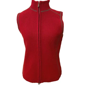 Eddie Bauer Damen rot Lammwollmischung Reißverschluss Weste Jacke Mantel Größe Medium gebraucht, in einwandfreiem Zustand - Bild 1 von 10