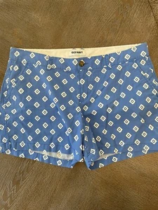 Old Navy Shorts Sz 14 Tribal Print Blue/white Women’s Waist 38” Inseam 5” - Picture 1 of 5
