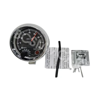 12V Chrome 3.75in Car Tachometer Gauge Meter 0~8000RPM Adjustable 7 LED Colors - Image 1 of 4