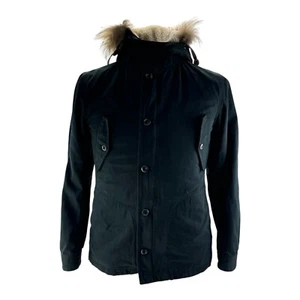 Journal Standard Sherpa-Lined Cotton Jacket w/ Fur Hood Blue Men's Size Medium - Picture 1 of 7