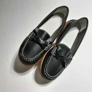 Mocassino donna Solsagn•G nero in pelle scarpe slip-on casual taglia 8 NUOVISSIMO - Foto 1 di 7