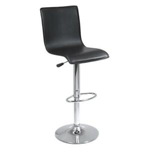 Winsome 93145 High Back L Shape Air Lift Stool - Black and Metal