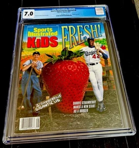 DARRYL STRAWBERRY RARE SI FOR KIDS COVER 1991 DODGERS CARD POP 1 CGC 7.0 - Picture 1 of 3