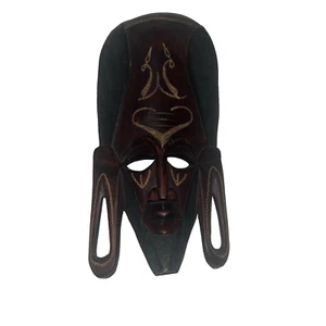 Handgeschnitzte große afrikanische Stammes-Gesichtsmaske aus Holz unbeschriftet - Bild 1 von 8