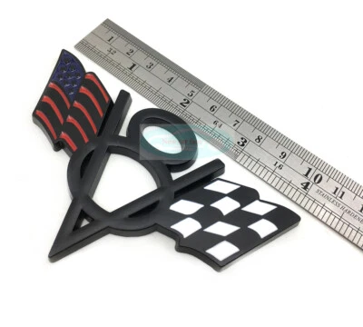 Insignia emblema frontal de metal cromado bandera estadounidense V8 negra para Cadillac GMC Foto 1 de 4