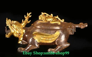 7 Zoll alte China farbige Glasur vergoldet Fengshui Drache Biest Räuchergefäß Räuchergefäß - Bild 1 von 9