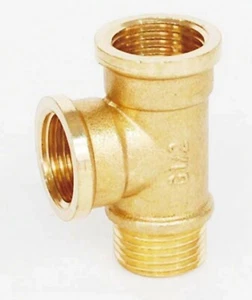 Camiseta de montaje de tubería BSP 1/8"" 1/4"" 3/8"" hembra macho latón T unión adaptador FFM - Imagen 1 de 2