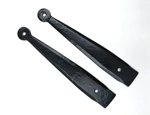 Two (2) USA Hand-Forged Blacksmith Made Decorative 10” Steel Strap Hinges Faux - Picture 1 of 6