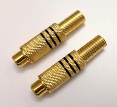 Conector RCA Hembra Para Soldar De Metal - Dorado Y Negro - Pack De 2 Unidades - Imagen 1 de 2