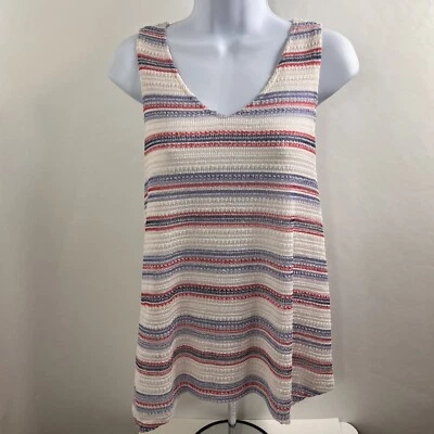 限量背心女式 XS 条纹针织宽肩带衬里吊带 V 领 — 第 1/4 张图片