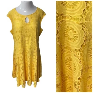 Vestido estilo Londres para mujer talla 22W amarillo encaje sin mangas trabajo oficina fecha - Imagen 1 de 15