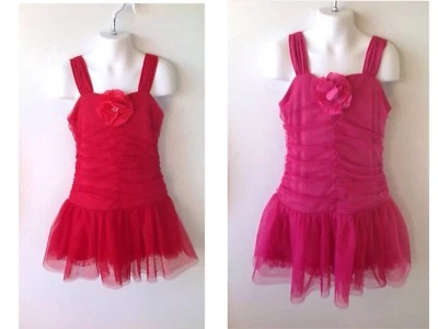 女孩尺寸 5 6x IZ Amy Byer 红色粉红色闪亮蓬蓬裙连衣裙假日游戏二手状况完好 — 第 1/4 张图片