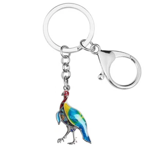 Thanksgiving Enamel Alloy Chicken Turkey Keychains Novelty Keyrings Charms Gifts - Picture 1 of 11