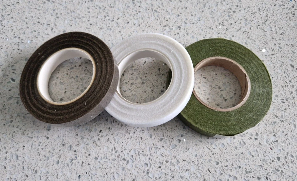 Florist Stem Tape - Floral Work, Corsages Buttonhole - White Green or Brown 13mm - Image 1 of 1