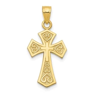 Real 10kt Yellow Gold Reversible Cross Charm - Picture 1 of 6