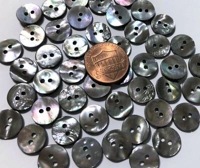 8 PCS ONLY!! Gorgeous Dark Iridescent Abalone Shell Buttons 7/16" 11mm 11337 - Image 1 of 4