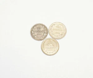 FINLAND COINS 25 PENNIA 1889, 1906, 1930 - Picture 1 of 2