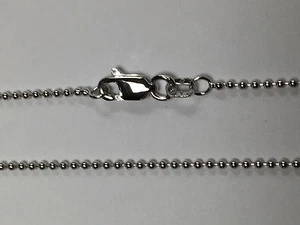 14kt 14K White Gold 16" 18" 20" 1.2mm Ball Bead Necklace Chain Lobster - Picture 1 of 2