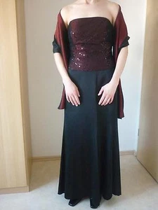 Kleid Rock Corsage Stola Gr. 38 festlich Hochzeit Abiball Ball bordeaux wie Neu - Bild 1 von 7