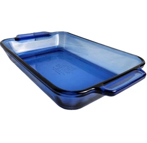 "Cazuela para hornear vintage de vidrio azul cobalto Anchor Hocking 2 cuartos de galón, 8 x 11,5 x 2""" - Imagen 1 de 7