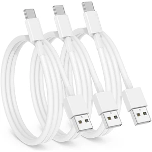 3 Pack USB to USB-C Fast Charger Cable 1m, Controllers, Phones, iPads Sync White - Picture 1 of 6