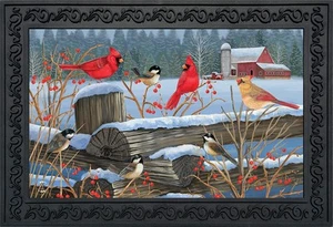 Briarwood Lane Birds of Winter Cardinals Doormat - Picture 1 of 4