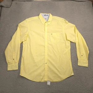 Camisa Lacoste Calce Regular Abotonada Hombres 45 XL Amarillo Guinga Algodón - Imagen 1 de 11