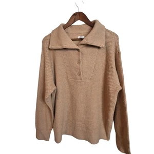 Aerie Damen Pullover Strickpullover mit Kragen und Knopfleiste hellbraun Small - Bild 1 von 10