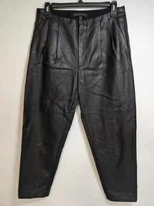 Women's Banana Republic Size 2 Pleated Pleather Black Pants - Picture 1 of 9