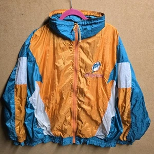 Vintage 90s NFL Miami Dolphins Color Works by Carl Banks Windbreaker Jacket 2X - Picture 1 of 7