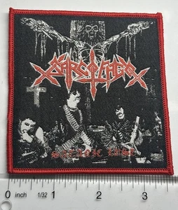 SARCOFAGO Satanic Lust Red Border Woven Patch - Picture 1 of 1