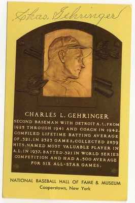 Charlie Gehringer Signed Autographed HOF Postcard Tigers Legend JSA CF46691 - Image 1 of 3