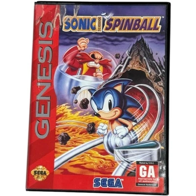 Sonic the Hedgehog Spinball Sega Genesis 1993 Video Game No Manual Box Damage - Image 1 of 4