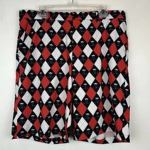 Tattoo Golf Performance Shorts Mens 34 Black Red Skulls Inseam 11 Light Argile - Picture 1 of 8