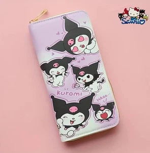 NEW SANRIO KUROMI FAUX LEATHER LARGE ZIP UP WALLET PURSE ~ ‘EMOTIONS’ DESIGN - Picture 1 of 7