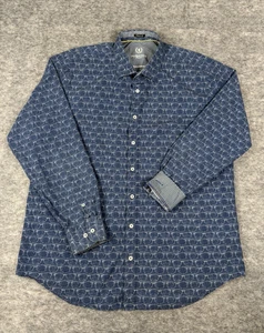 Camisa Bugatchi Para Hombres XL Azul Gafas de Sol AOP Manga Larga Abotonada Puños Abatibles - Imagen 1 de 6