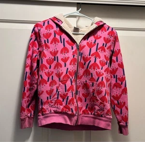 Hanna Andersson Faux Shearling Lined hoodie, size 12/150cm, Sunset Tulip - Picture 1 of 7