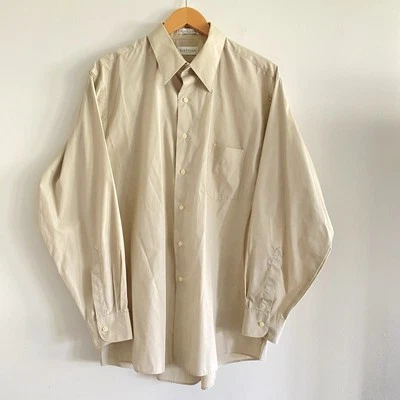 Van Heusen 17 34/35 Beige Poplin Button Shirt Men's Long Sleeve Classic - Image 1 of 4