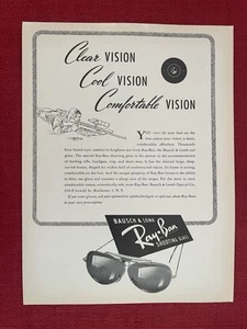 Vintage 1947 Ray Ban Shooting Glasses Bausch & Lomb Print Ad Hunting Glasses - Picture 1 of 3