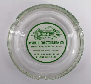 Vintage Marketing Ashtray Clear Glass Drydahl Construction Co Hazel Run, MN - Picture 1 of 4