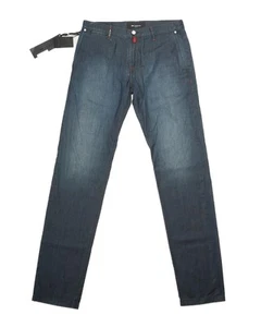 Pantalones de mezclilla Kiton $1,680 nuevos con etiquetas con ribete azul descolorido de algodón extra ajustados 33 EE. UU. - Imagen 1 de 8