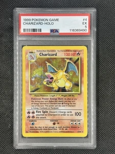 PSA 5 1999 Pokémon Charizard Base Set Unlimited Holo 4/102 - Picture 1 of 2