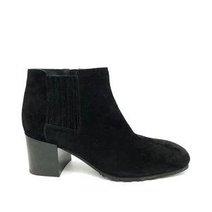 Aquatalia Ankle Boots Womens 10 Black Suede Modern Square Toe Classic Luxury - Picture 1 of 10