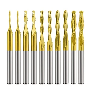 High Efficiency 10pcs Carbide Ball Nose End Mills 2Flute CNC Router Bits - Picture 1 of 10