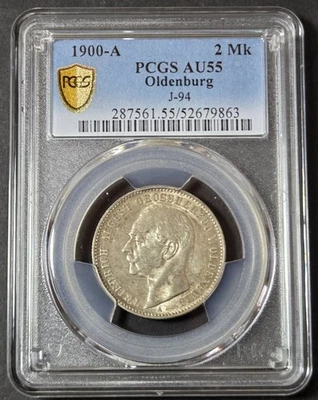 Oldenburg 2 Mark, 1900-A, PCGS AU55 - Image 1 of 4