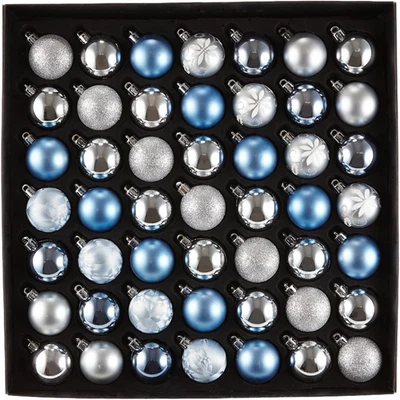 Natale - Set Di 49 Palline Di Albero Di Natale - Decorazione Natalizia Azzurro E - Immagine 1 di 4