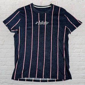 Hollister California Herren TShirt Small Navy Stripe Spell Out Logo - Top - Bild 1 von 7
